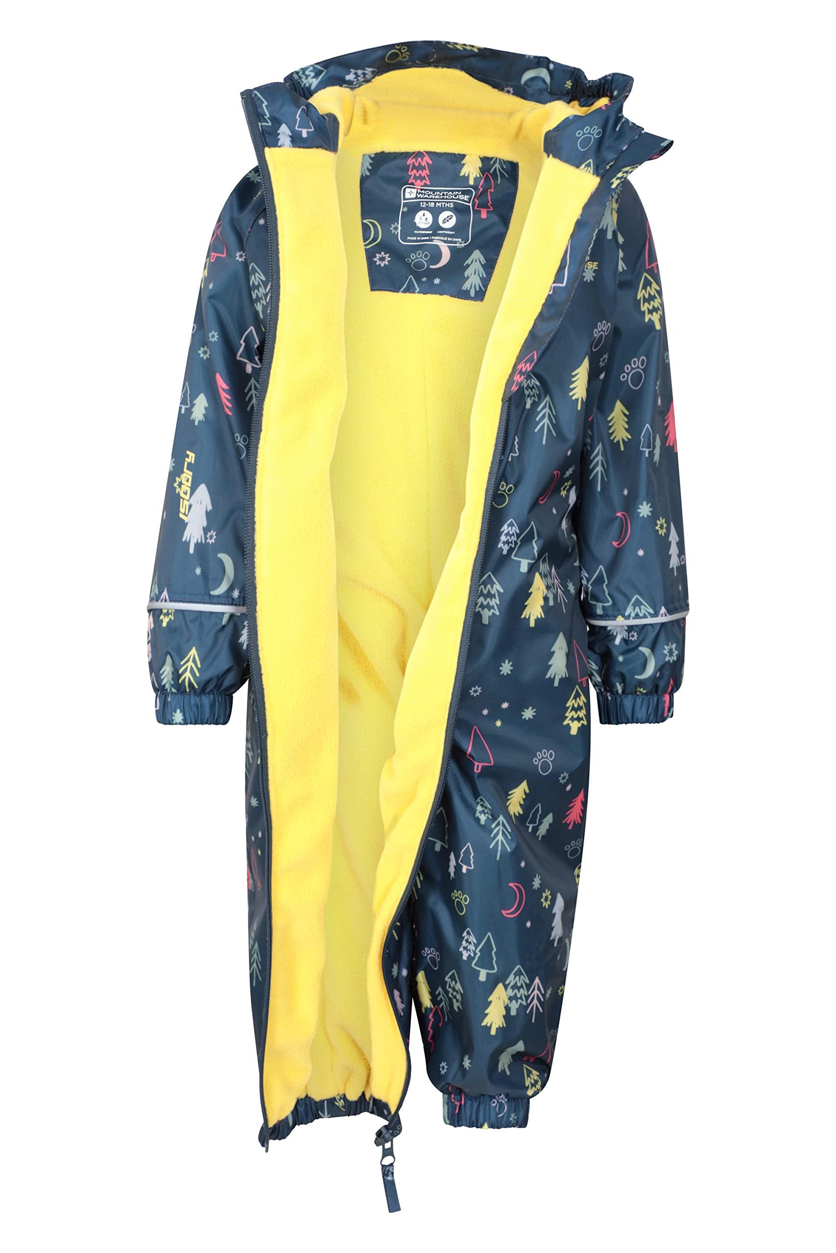 Mountain Warehouse Combinaison de Pluie Spright imprimée - Combinaison d'été Respirante, imperméable, séchage Rapide, Coutures soudées, Doublure Polaire, Fluo