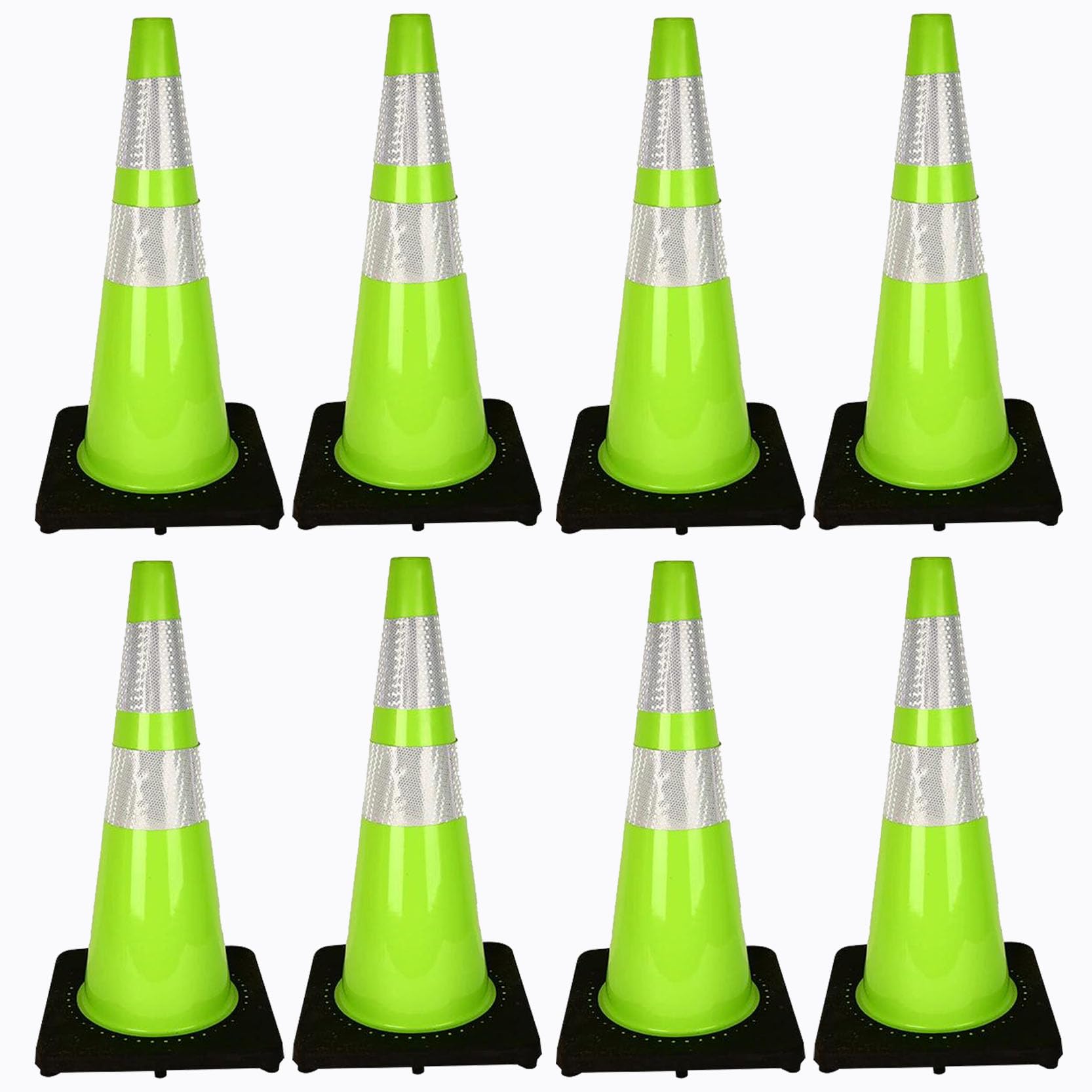 Cône Signalisation Pylône Cônes de Signalisation en PVC avec Bandes Réfléchissantes et Base Lestée Noire pour La Gestion du Trafic ES Allées et Les Parkings(Size:C,Color:8pcs)