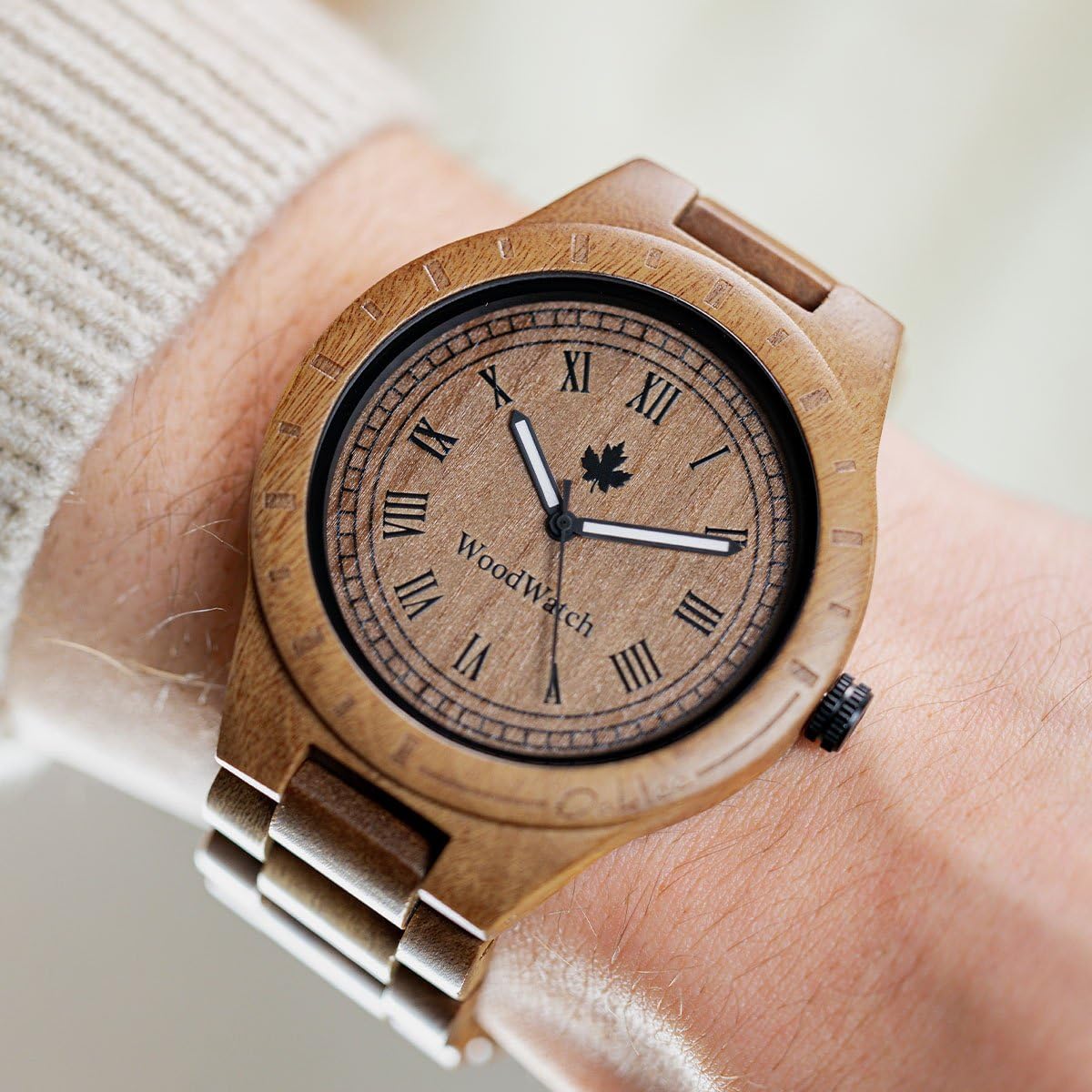 WoodWatch Oaklee Drewniany zegarek męski na rękę, drewniany zegarek na rękę, jakość premium, drewniany zegarek dla mężczyzn, produkt przyjazny dla środowiska, 1 drzewo na każdy zegarek, Pasek