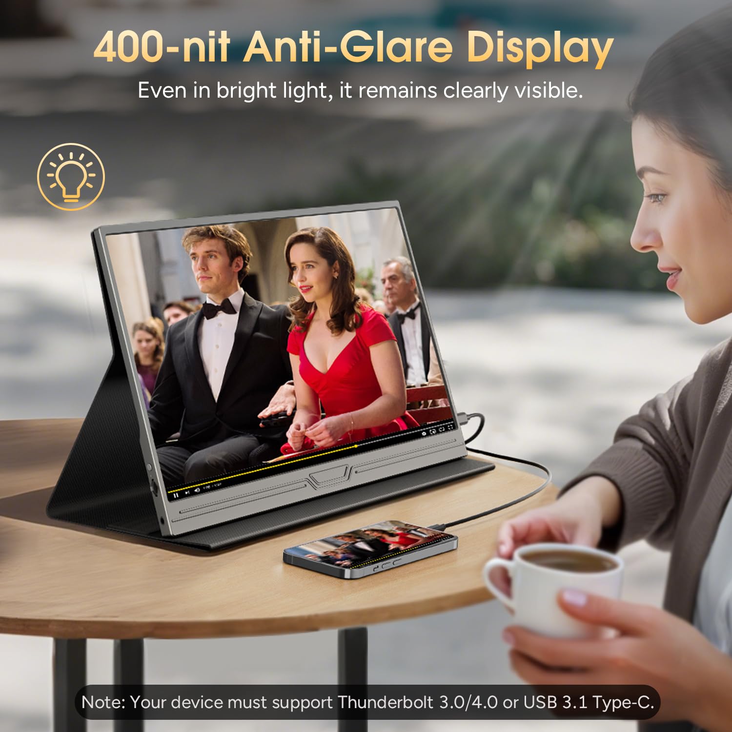 Monitor portatile, 15,6 pollici 1080p FHD IPS secondo schermo per laptop con Eye Care, USB-C e Mini HDMI, schermo portatile per laptop, PC, Mac, telefono e giochi