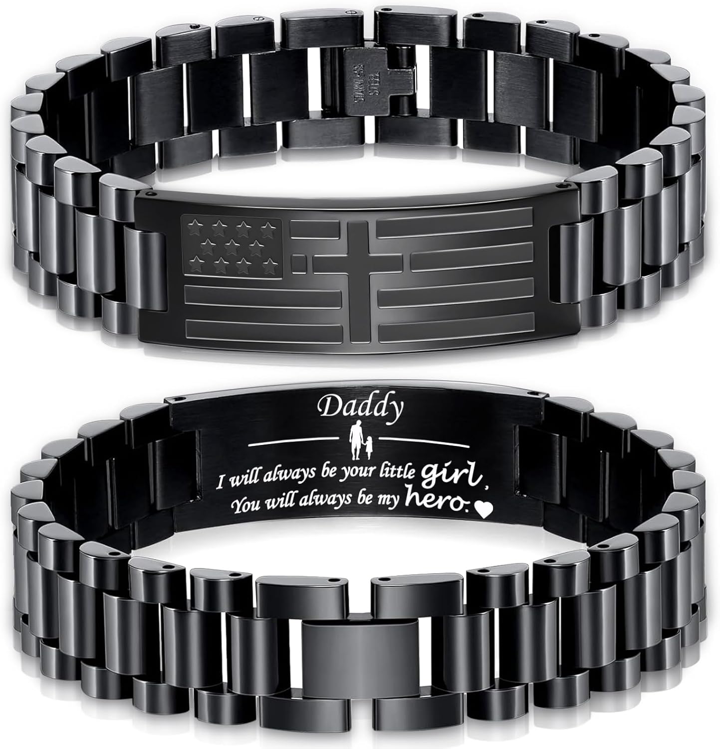 Easter Basket Stuffers-Bracelets for Men American Flag Cross Bible Verse Bracelet Christmas Birthday Christian Gifts for Dad Daddy New Dad,Adjustable Size