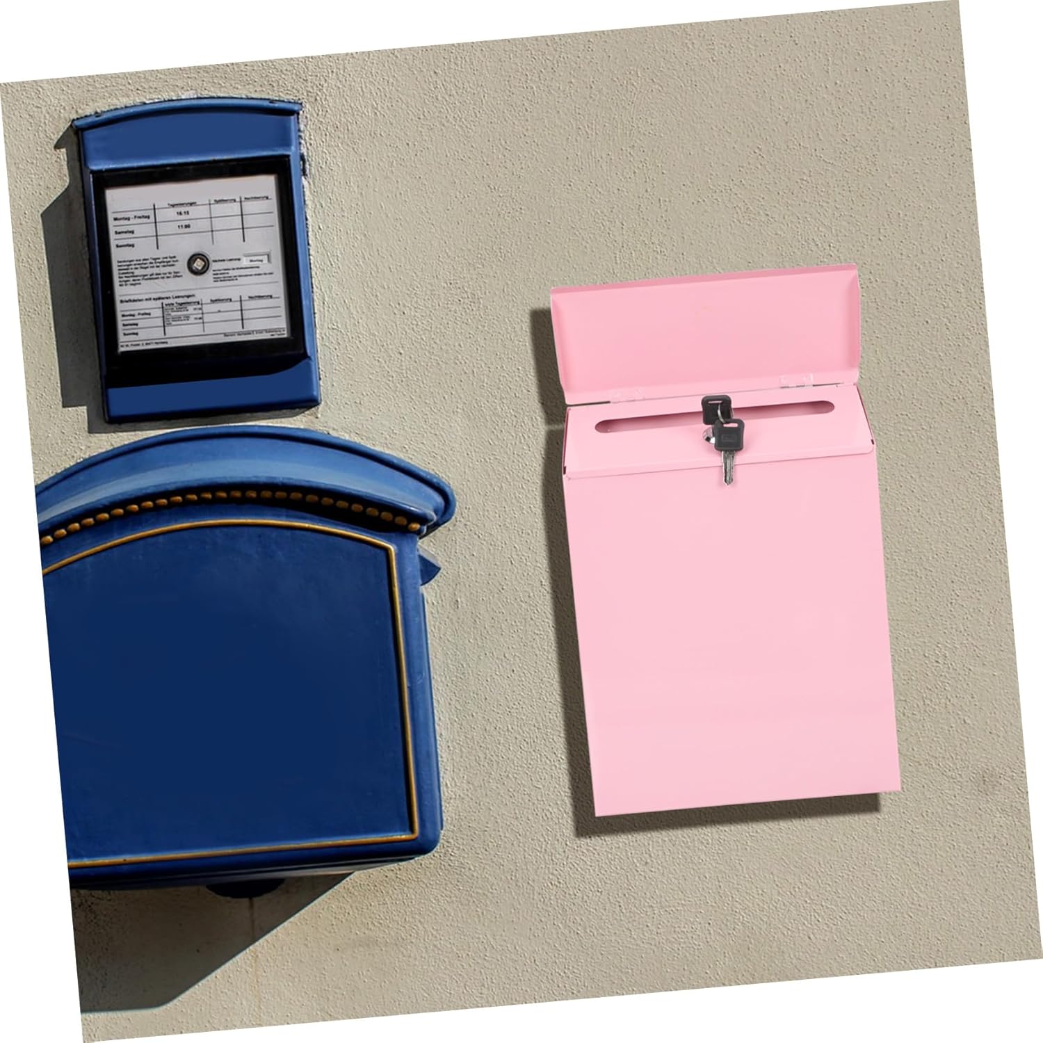 Hemobllo Multi-Function Wall-Mounted Lockable Iron Mailbox Large Capacity Letter and Suggestion Box for Home Office Post Accessory in Pink