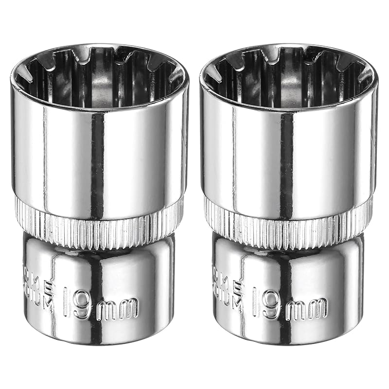 Soquete de 12 pontas HARFINGTON com encaixe quadrado de 12,7 mm (1/2 pol.) em aço cromo-vanádio, 19 mm, 38 mm, 2 peças
