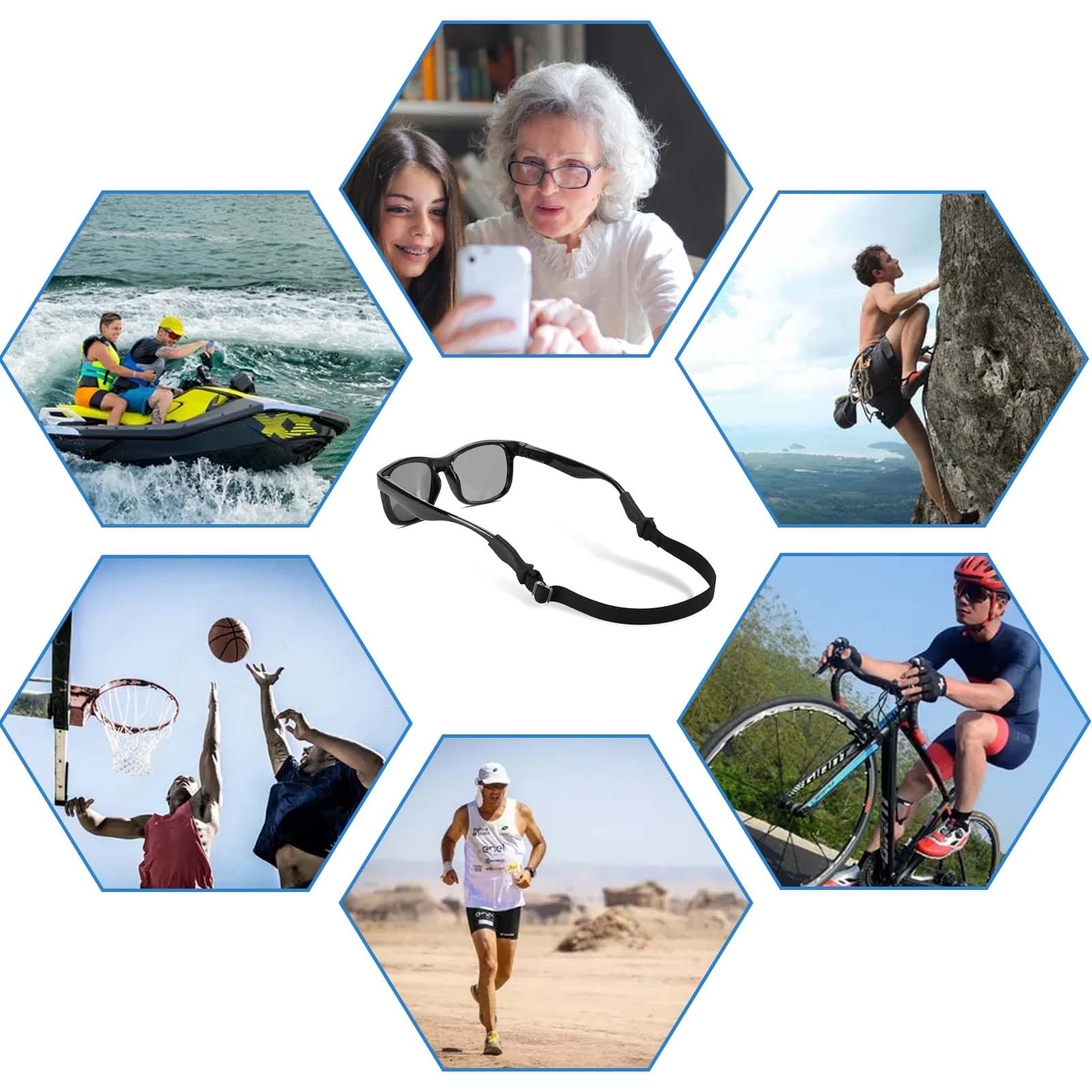 ​4PCS Specs Holder Strap, Spectacle Chain with Silicone Sleeves Adjustable Anti-Slip Eyeglass Retainer for Men & Women - Secure Fit for Glasses & Sunglasses (black) - Image 7 thumbnail