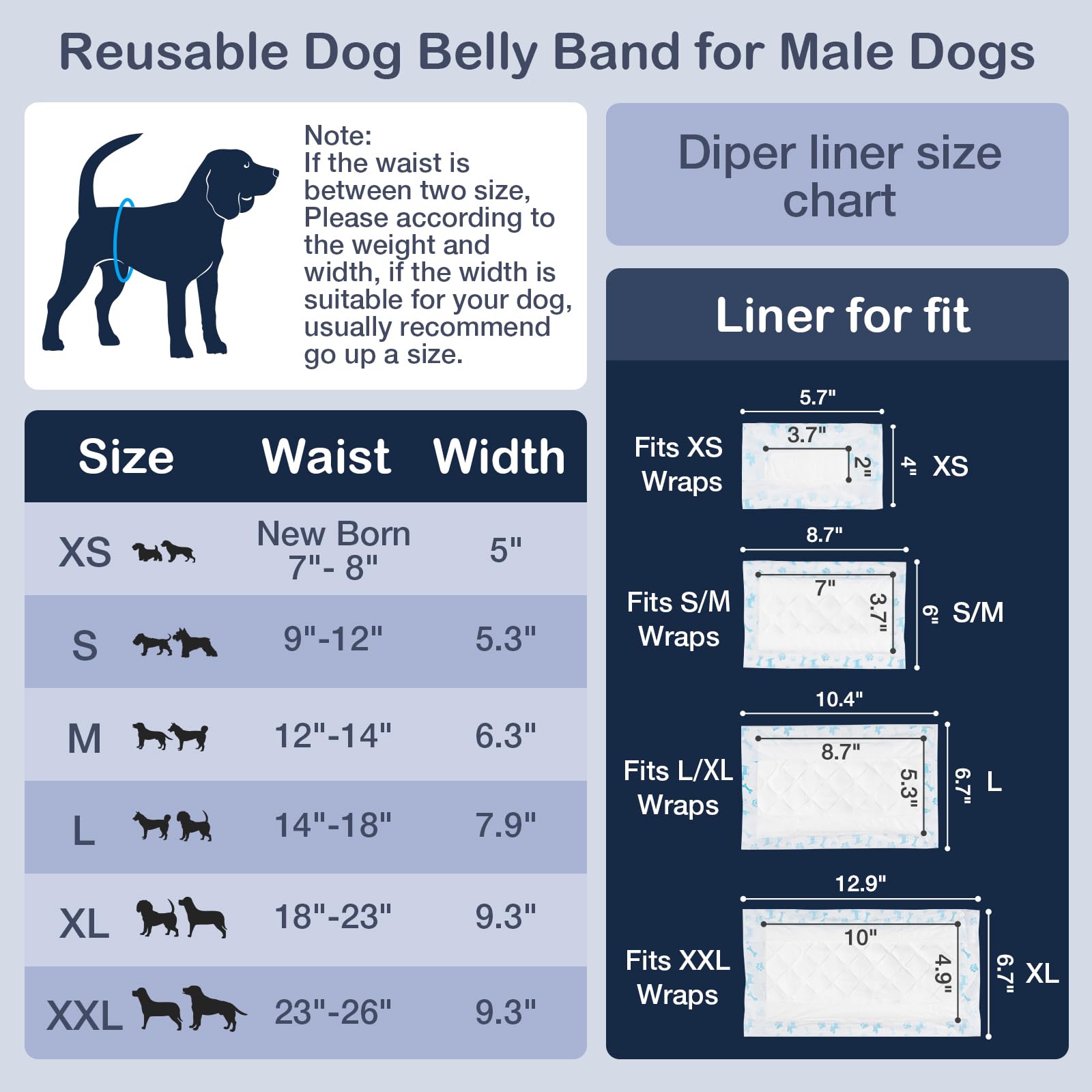 3 Pannolini Lavabili Per Cani Taglia M - Fasce Addominali Super Assorbenti (Rosso, Blu, Grigio) - Foto 3