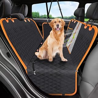 Victoper 600D Waterproof Dog Car Seat Cover for Back Seat - Scratch-Proof Nonslip Hammock with Side Flaps & Seatbelt for SUV Sedan Trucks