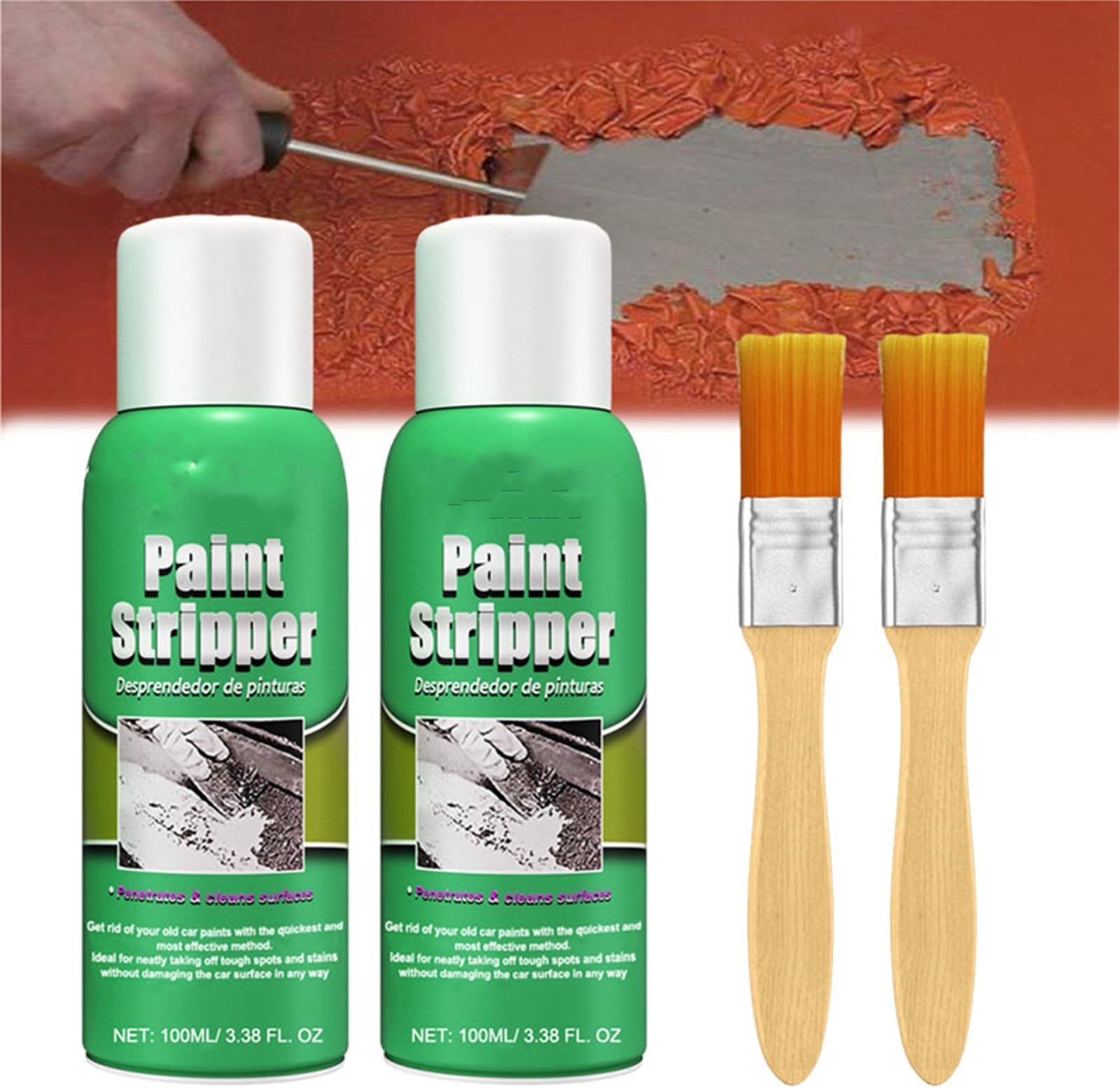 Efficient Paint Stripper, Car Wheel Cleaning Paint Remover, Metal Surface Paint Stripper Brush, Paint & Varnish Stripping Gel, Car Paint Remover for Metal Surfaces (2PCS)(Not applicable for wood)