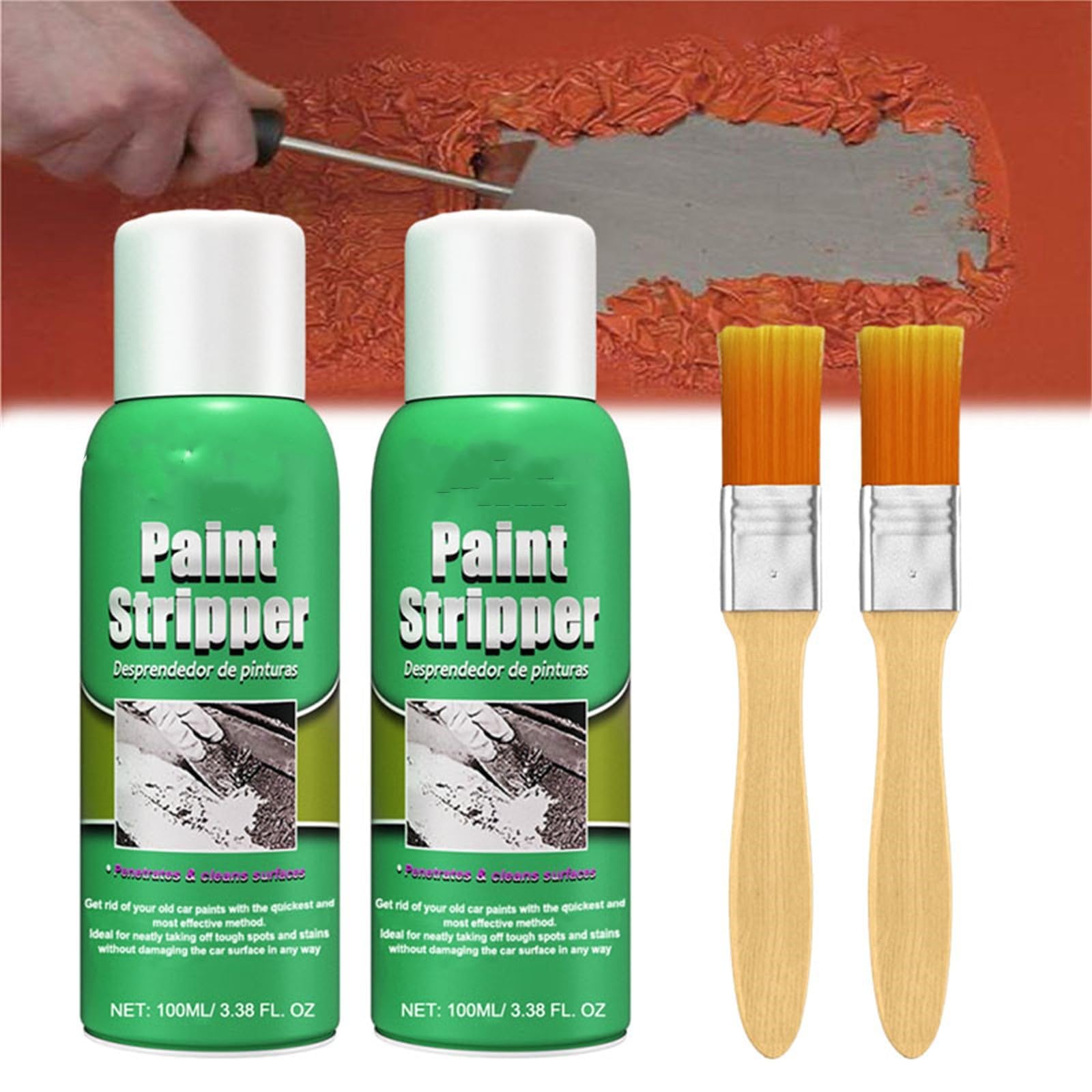 Efficient Paint Stripper, Car Wheel Cleaning Paint Remover, Metal Surface Paint Stripper Brush, Paint & Varnish Stripping Gel, Car Paint Remover for Metal Surfaces (2PCS)(Not applicable for wood)