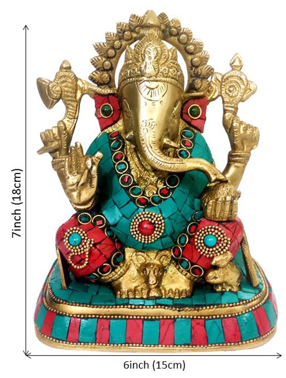 Amazon.co.jp: Purpledip真鍮色付きガネーシャ像with宝石のRare
