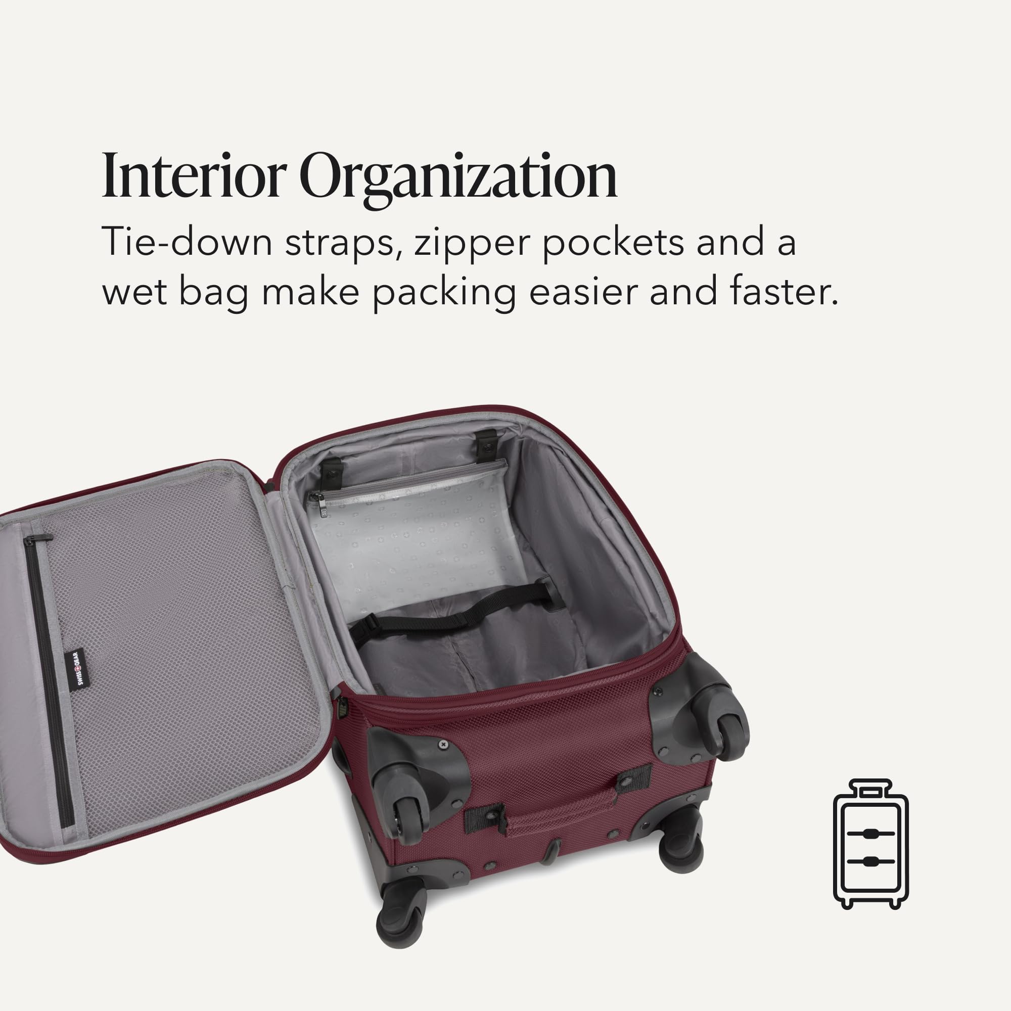 SWISSGEAR Sion 2-Piece Travel Set, Softside Expandable Carry-On Spinner Bundled with 1900 ScanSmart 17" Laptop Backpack with RFID Blocking & Tech Organization, Merlot view 7