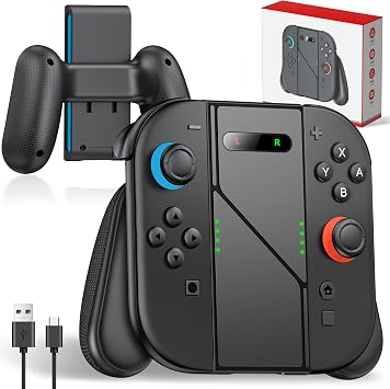 Svetaecho Comfort Charger Grip Compatible with Nintendo Switch 2 Joy Con Only, Ergonomic Hand Charging Grip for Joycon 2 with USB C Fast-Charging Cable