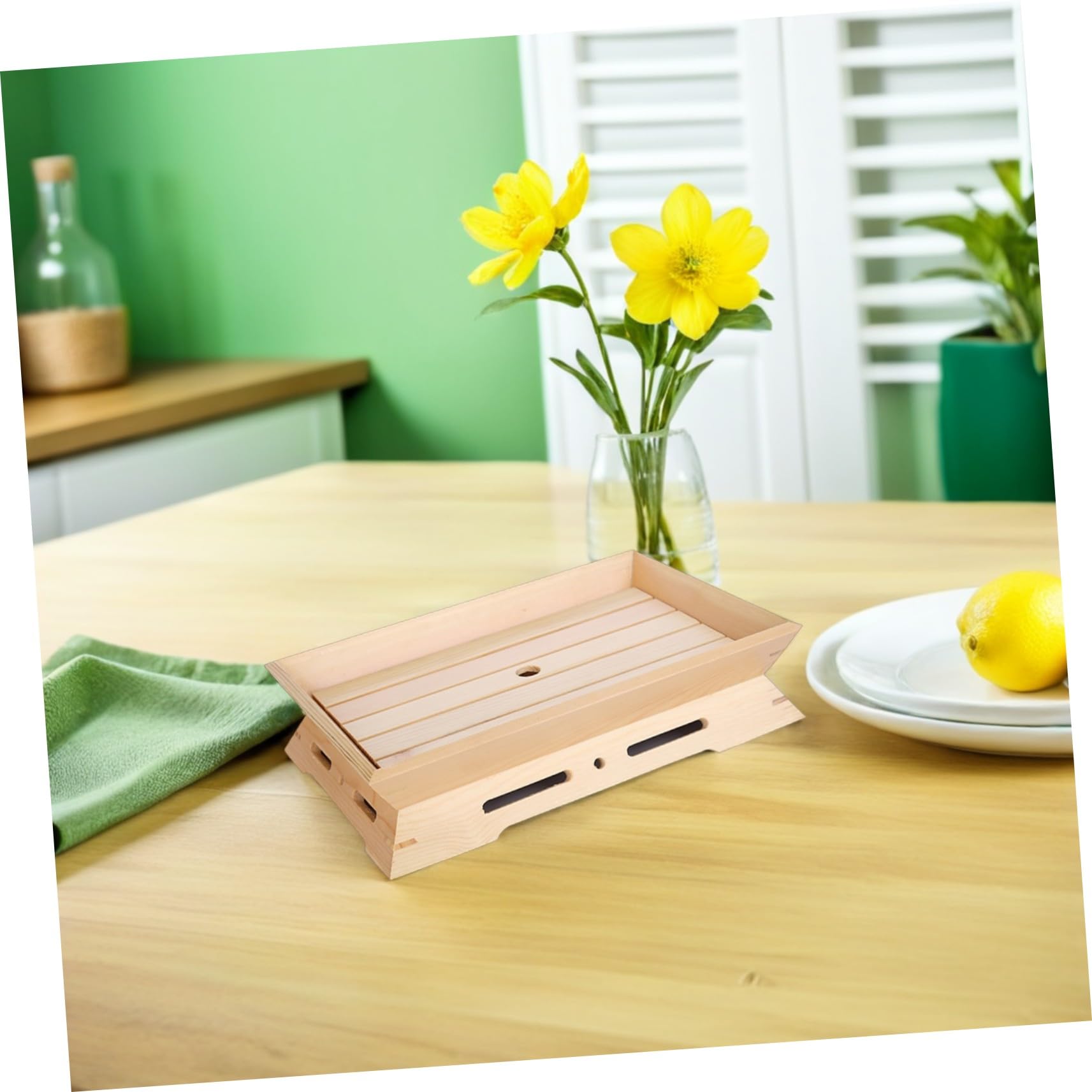 COLLBATH Assiette de Sushis Geta en Bois Rectangulaire Lot de 2