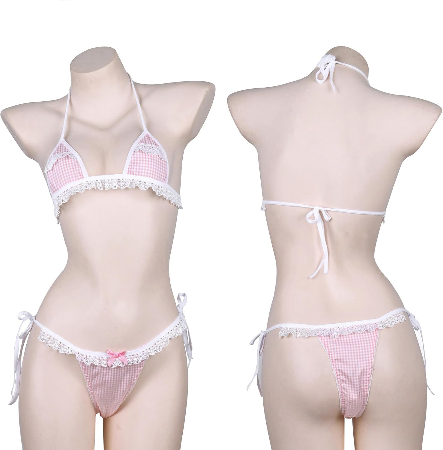 ABAFIP Women's Cute Anime Lingerie Ruffle Lace Trim Micro Tiny Bra Panty set Kawaii Japanese set