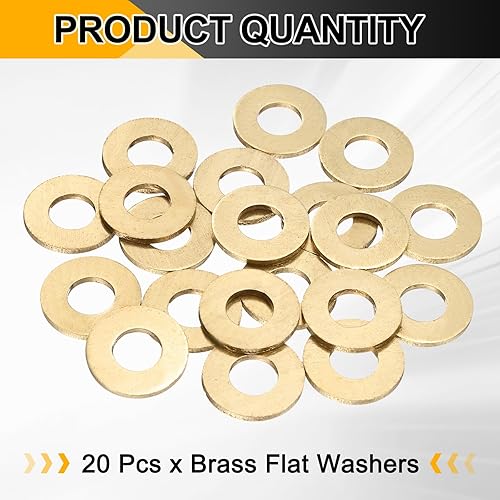 Miniatura 3 de uxcell 20 arandelas planas de latón M8, 0.709 in de diámetro interior x 0.315 in de diámetro exterior x 0.059 in de grosor, junta de anillo de