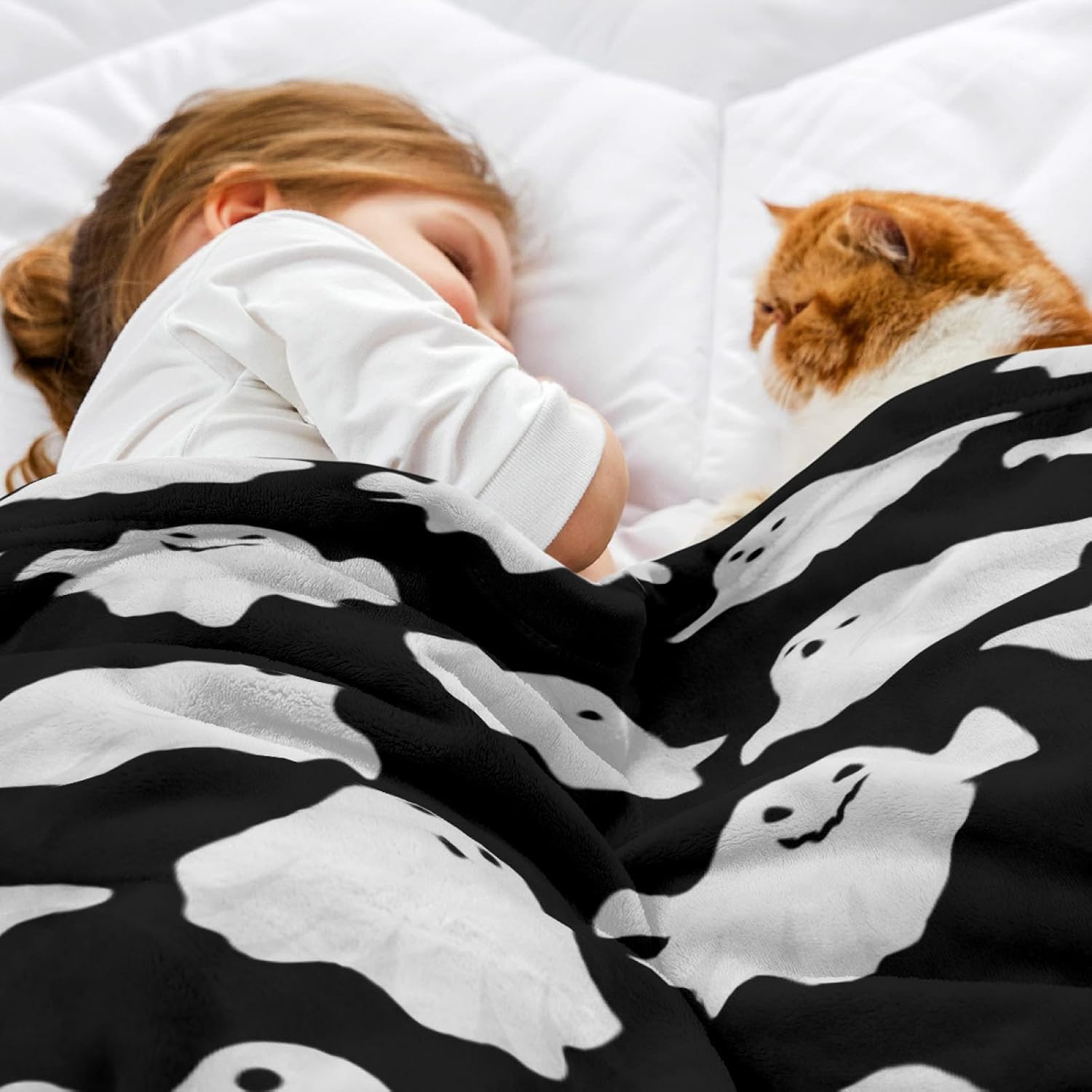 Halloween Ghost Throw Blanket Cute Funny Ghosts Blanket Soft Cozy Fuzzy Flannel Throw Blankets for Couch Bed Sofa Halloween Spooky Living Room Decor Boys Girls Blankets Gifts for All Season 50x60 Inch - Image 5