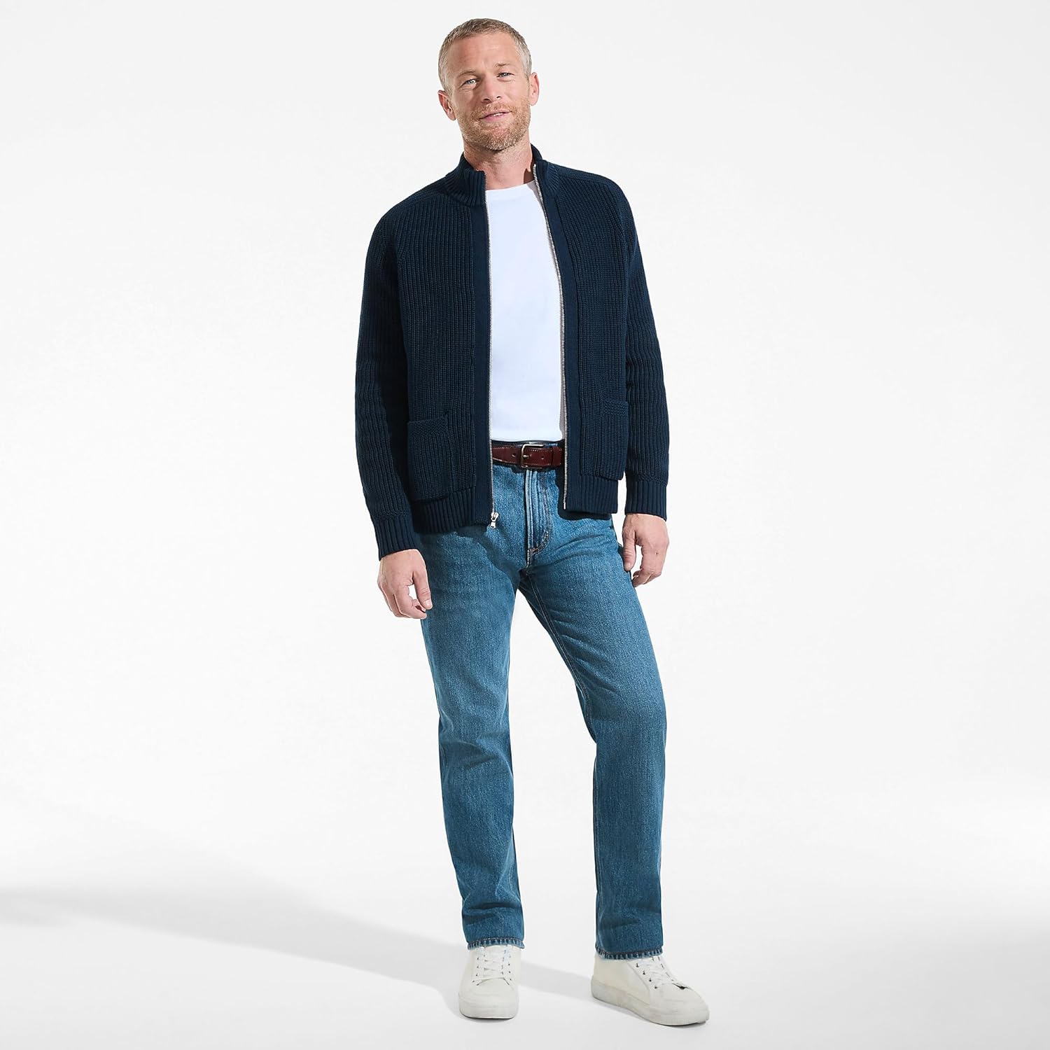 Lands' End Men's Long Sleeve Drifter Full Zip Cardigan Sweater