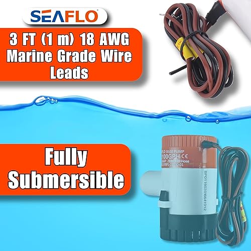 Miniatura 5 de Seaflo 1100 GPH 12v barco fontanería eléctrica bombas de sentina 1000gph