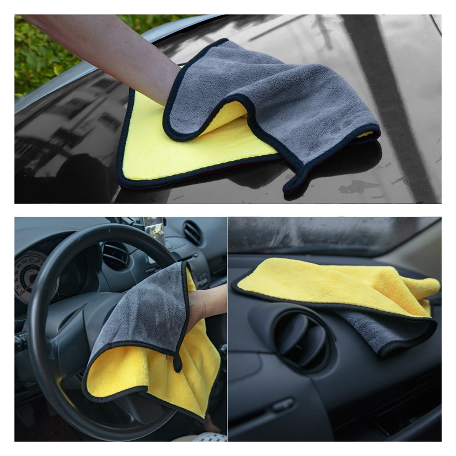 Microfiber Towel Car Microfiber Cloth Wash Towel Microfiber Cleaning Cloth Car Wash Drying Towel Auto Detailing 30x60x10pcs 600GSM — view 5