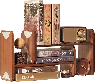 Wood Desktop Organizer Adjustable Desk Shelf Display Stand Rack Countertop Shelf Table Storage for Home Office