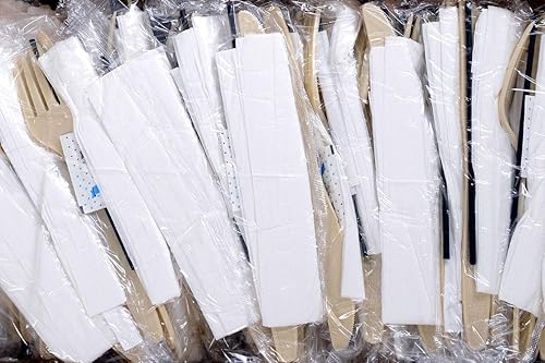 Miniatura 7 de Daxwell Kits de cubiertos de plástico, poliestireno extra pesado (PS), tenedor, cuchillo, sal, pimienta, palillo de dientes, pajilla, servilleta,