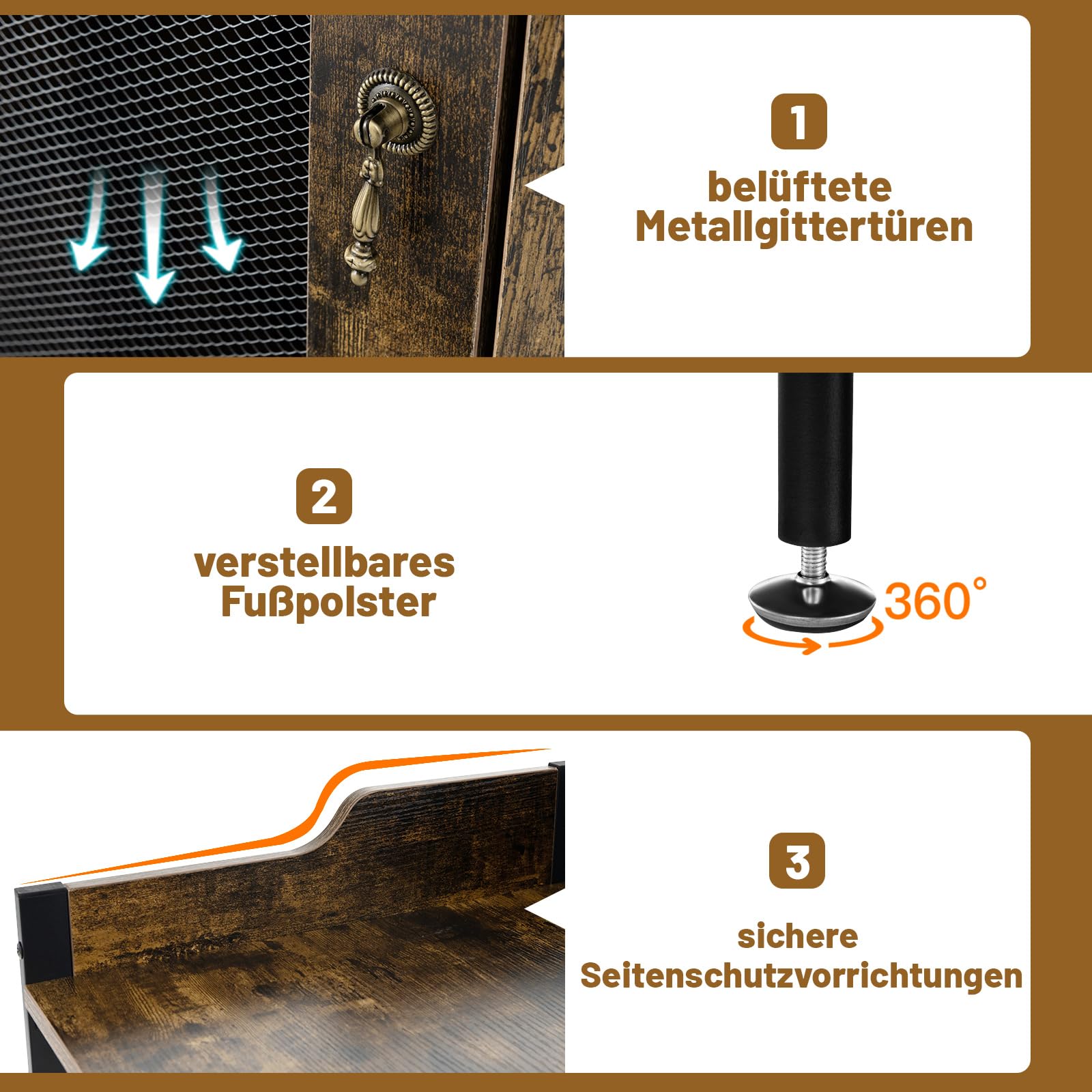 COSTWAY Barschrank Industrial, Weinschrank mit Glashalter, Hausbar aus Metallrahmen, Eckschrank Küche, 46 x 46 x 130 cm (Dunkelbraun)