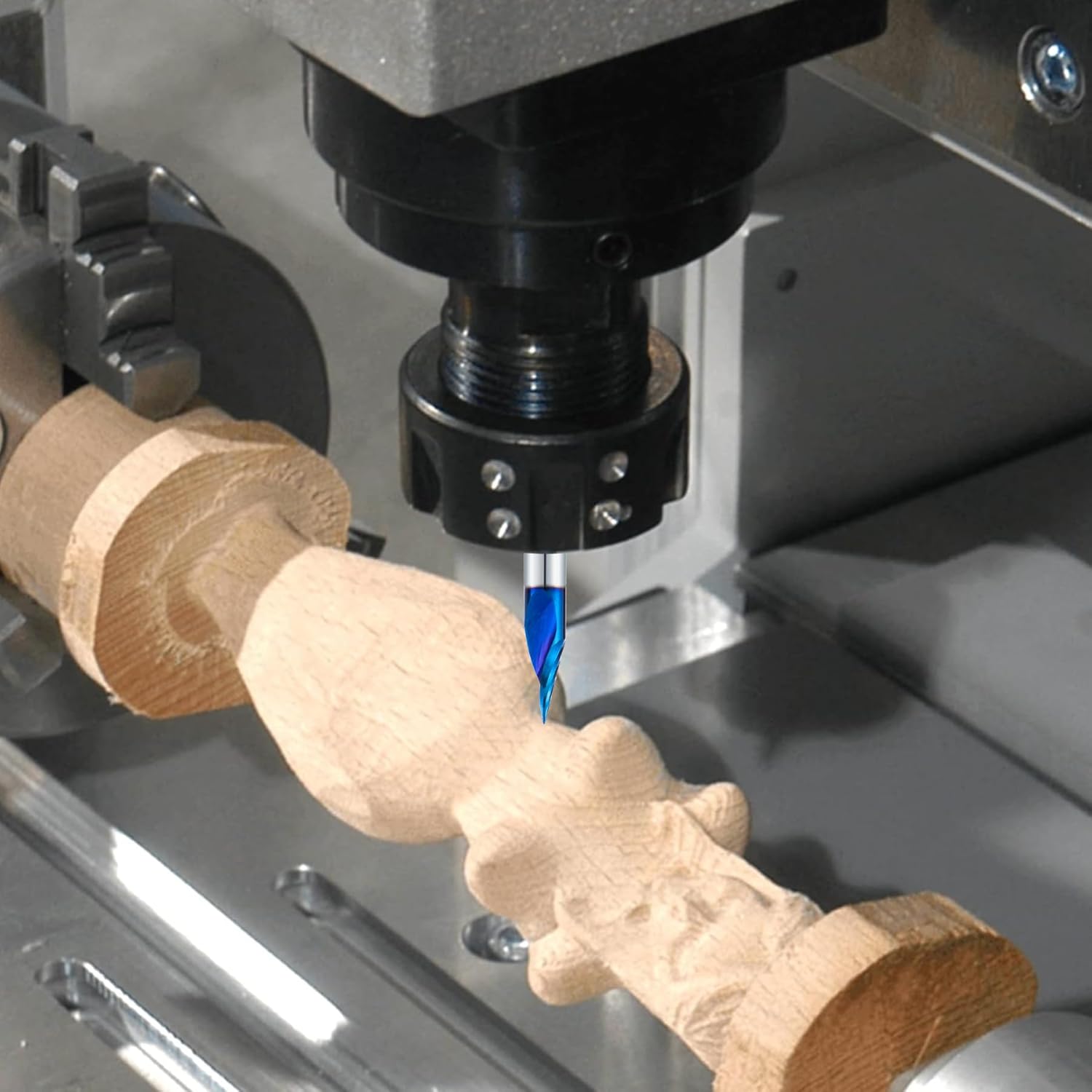 60 Degree V Groove O Flute Spiral Router Bit,Chamfer End Mill Router Bits 1/4 Inch Shank,Single Flute CNC Carbide V-bit for Wood, PVC, Plastic and Acrylic