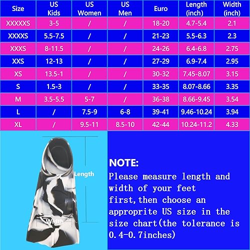 Miniatura 73 de Aletas de natación para niños, cómodas aletas de silicona para nadar y bucear, tamaño adecuado para principiantes, niños, niñas, niños y adultos