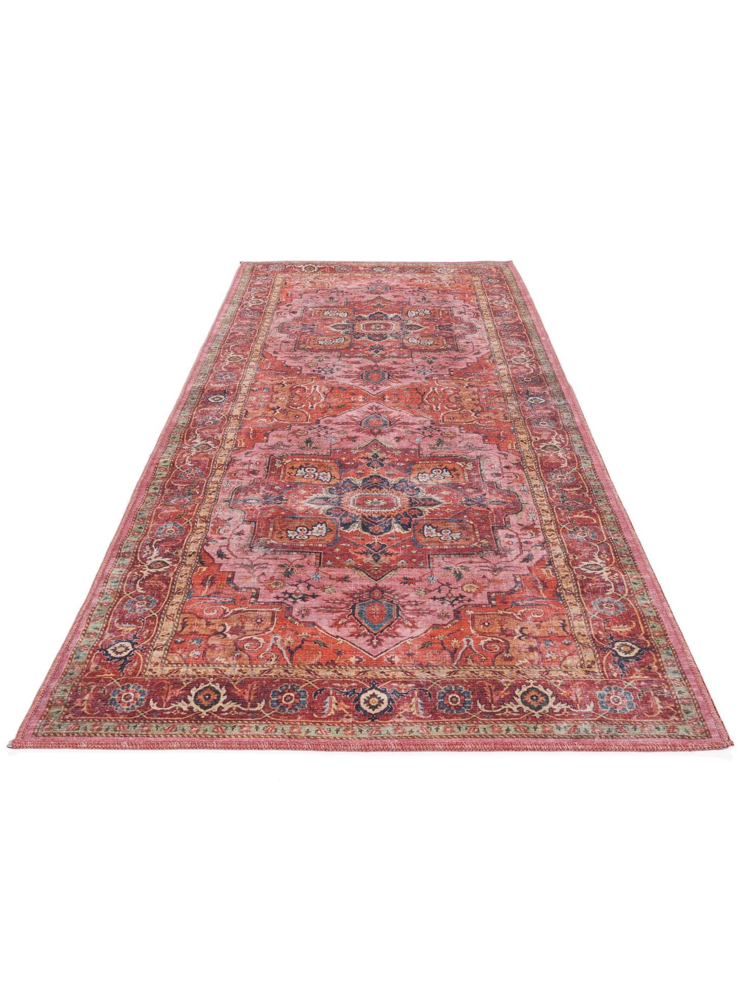RugVista Georgia Oriental, Teppich, Moderne Teppiche, 80 x 200 cm, Rechteckig, Mittlerer Stapel, Wohnzimmer, Schlafzimmer, Küche, Diele, Maschinenwäsche, Oeko_tex_100, Rot/Rosa