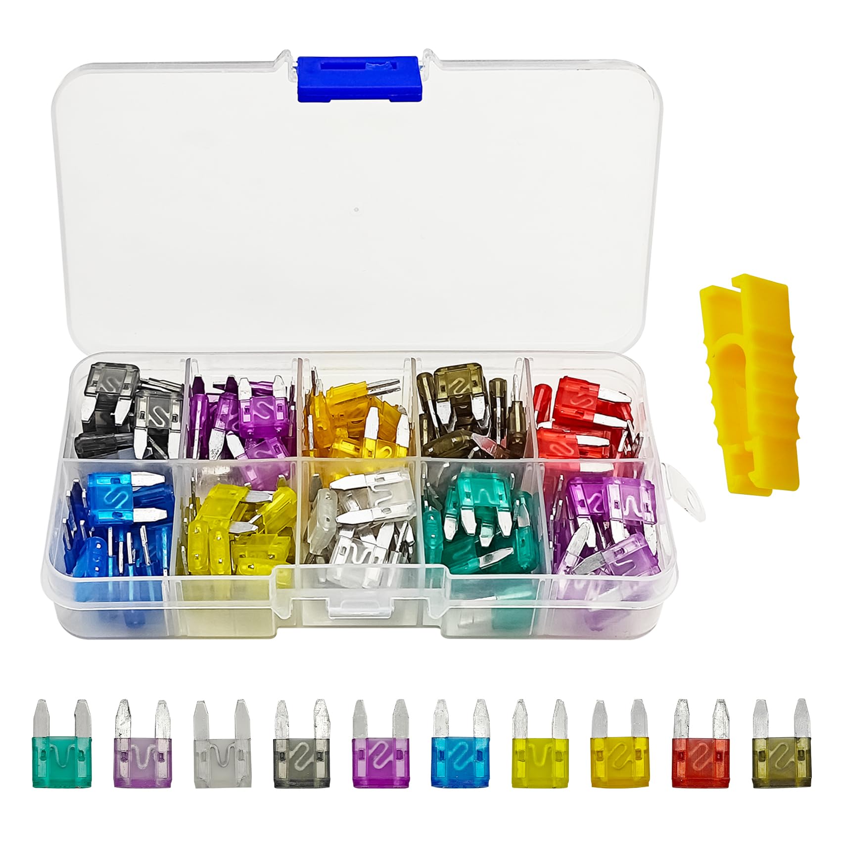 HAOBO Kit assortito di 120 fusibili per auto, mini fusibili a basso profilo, assortimento di fusibili a lama con estrattore per fusibili, 2A, 3A, 5A, 7,5A, 10A, 15A, 20A, 25A, 30A, 35A, per auto,