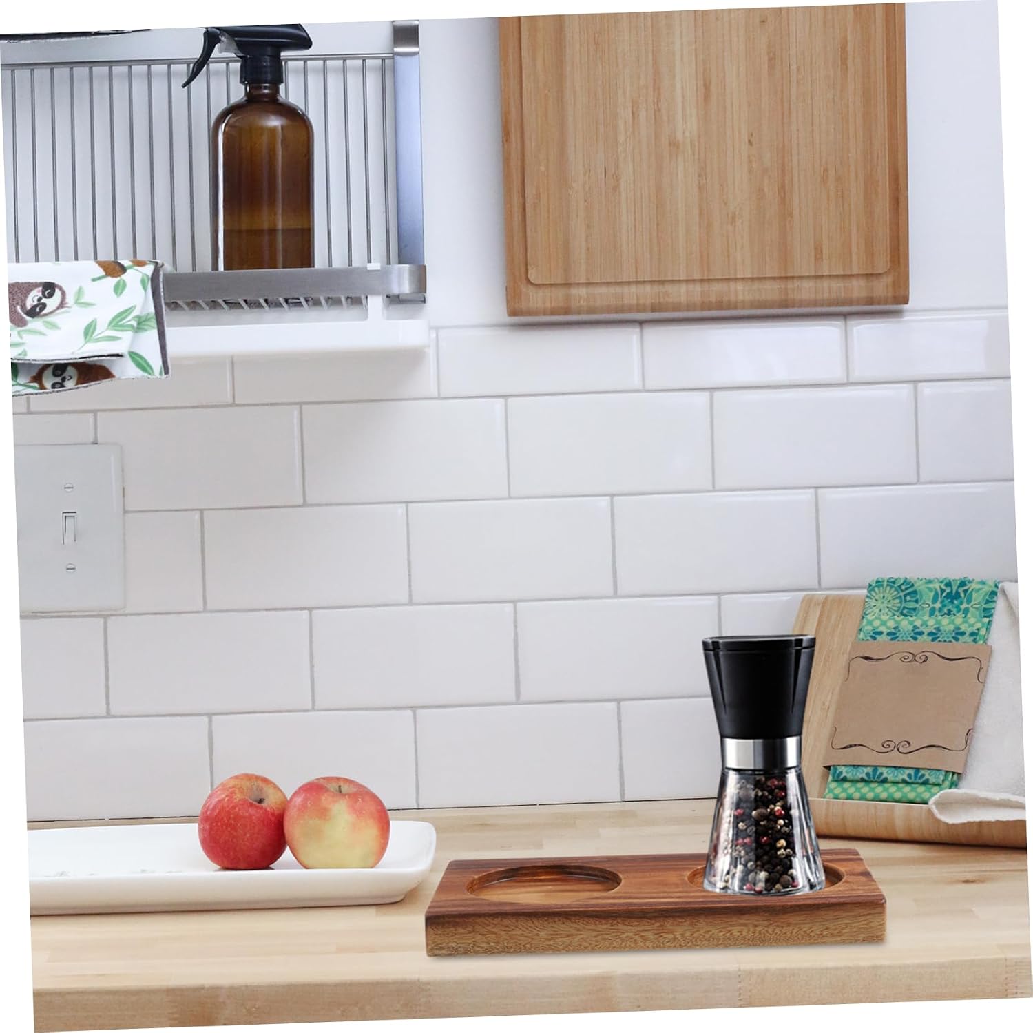 Wood Pepper Mill Tray Holder for Grinder and Spice Kitchen Use image 4