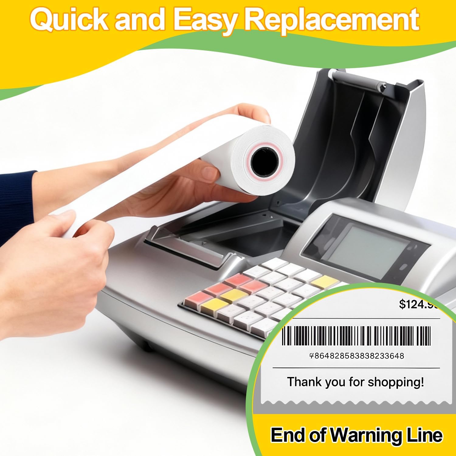 2 1/4" x 50' Thermal Paper 20 Rolls, Thermal Receipt Paper Rolls Premium Quality Compatible with POS Cash Registers and Credit Card Machines - Image 5