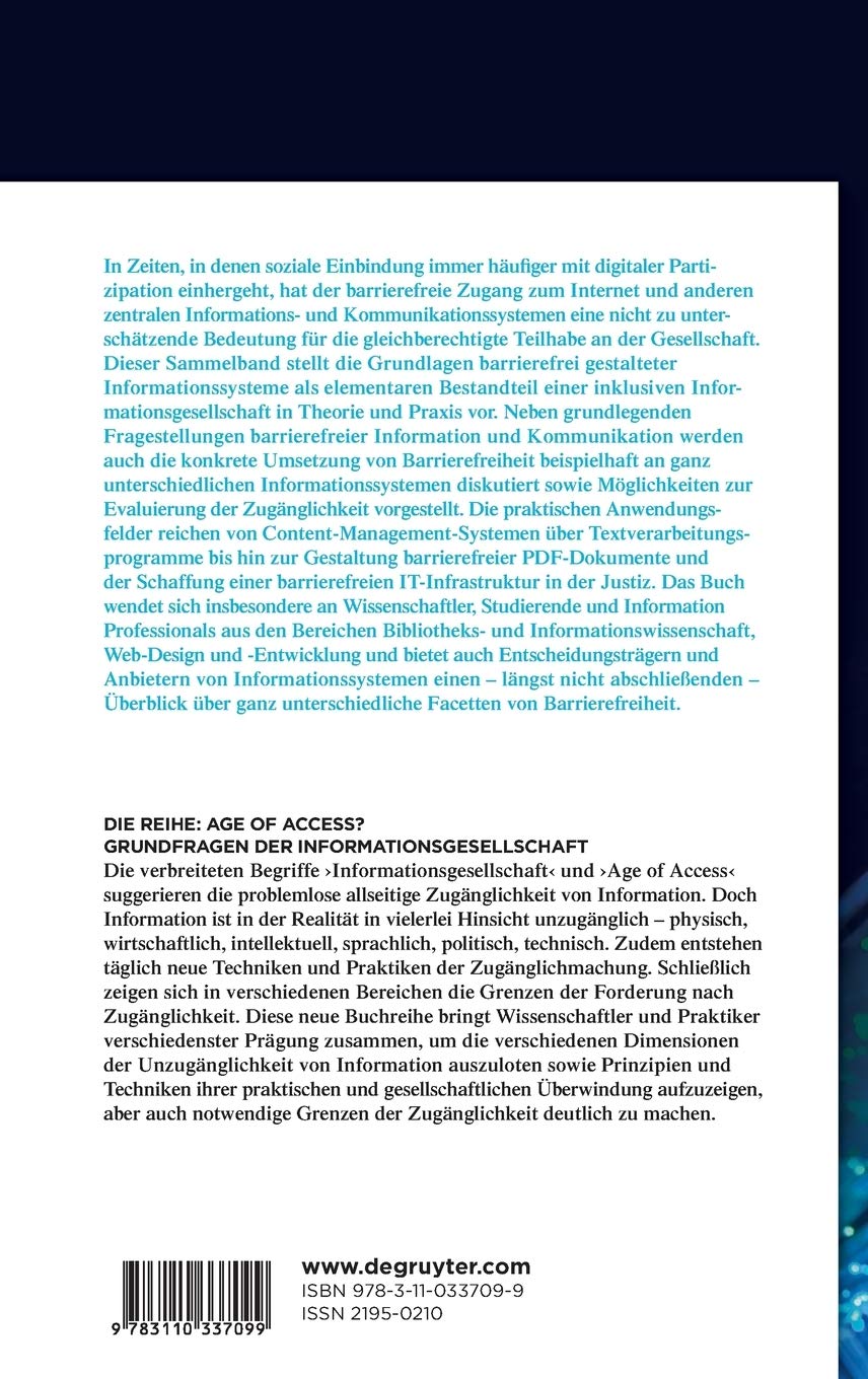 Barrierefreie Informationssysteme: Zugänglichkeit für Menschen mit Behinderung in Theorie und Praxis (Age of Access? Grundfragen der Informationsgesellschaft, 6, Band 6)