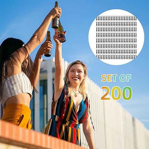 Miniatura 7 de Paquete de 200 llaveros coloridos de metal para abridor de botellas, pequeño abrelatas para fiestas (200 unidades)