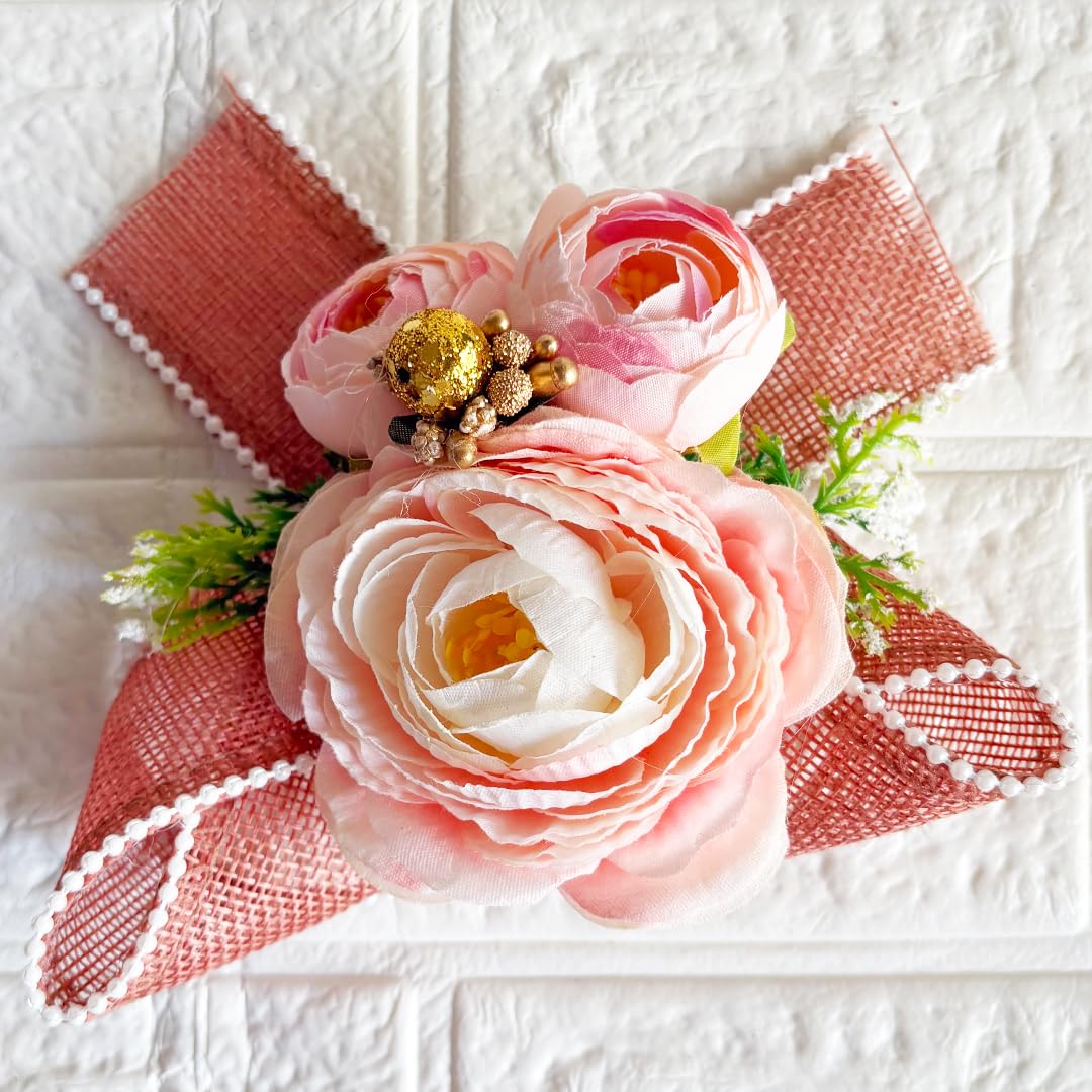 Craft Shop India Handmade Artificial Big Peonies 3 Flower Bunch for Trousseau Packing, Ready to use Flower Brooch Hamper for Decoration, Gift Wrapping Flowers (3, Pink D2) 1