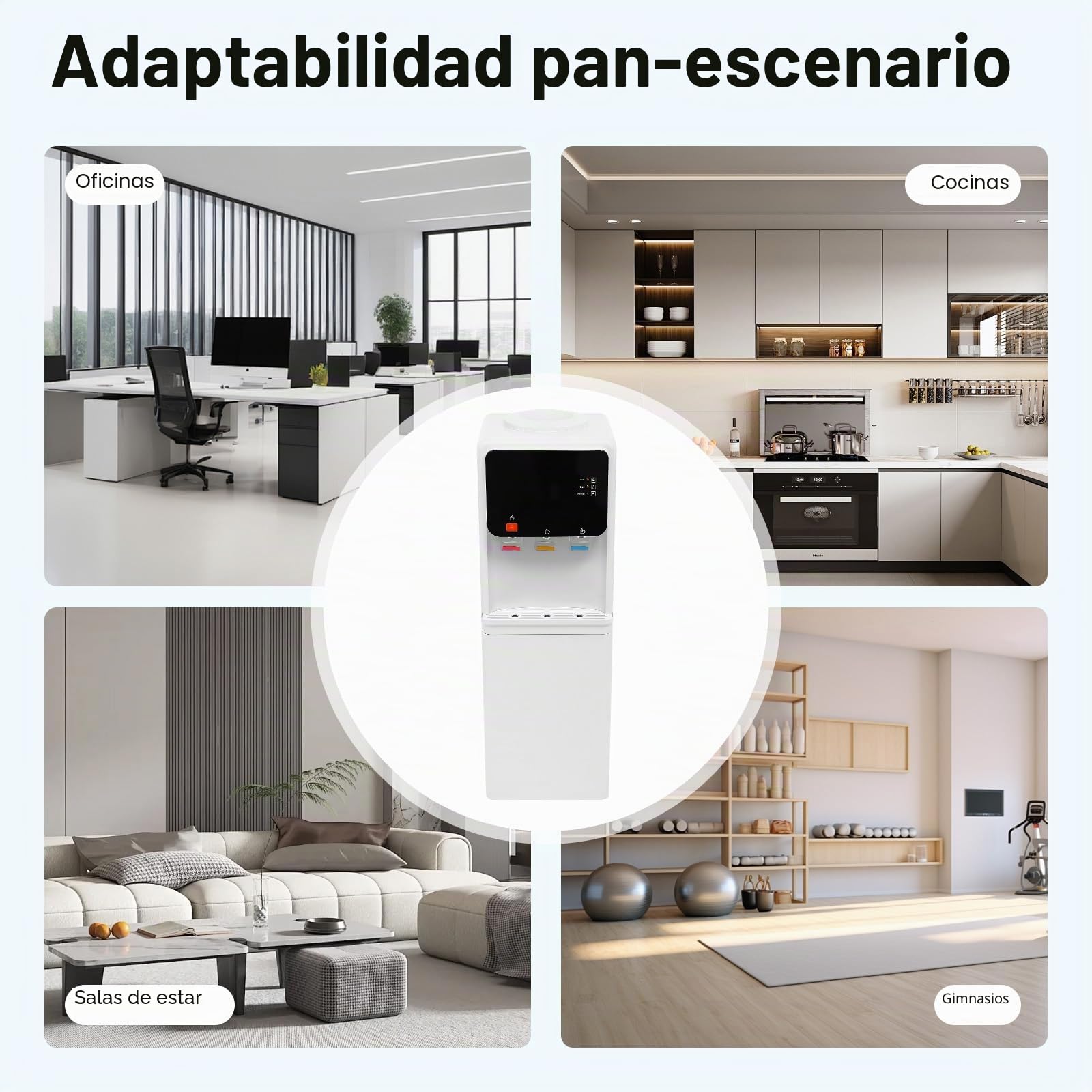‎Dispensador de agua eléctrico de pie, caliente y frío, doble función, máquina de beber de pie, dispensador de agua caliente y fría con 500 W de potencia de calentamiento y 75 W de potencia