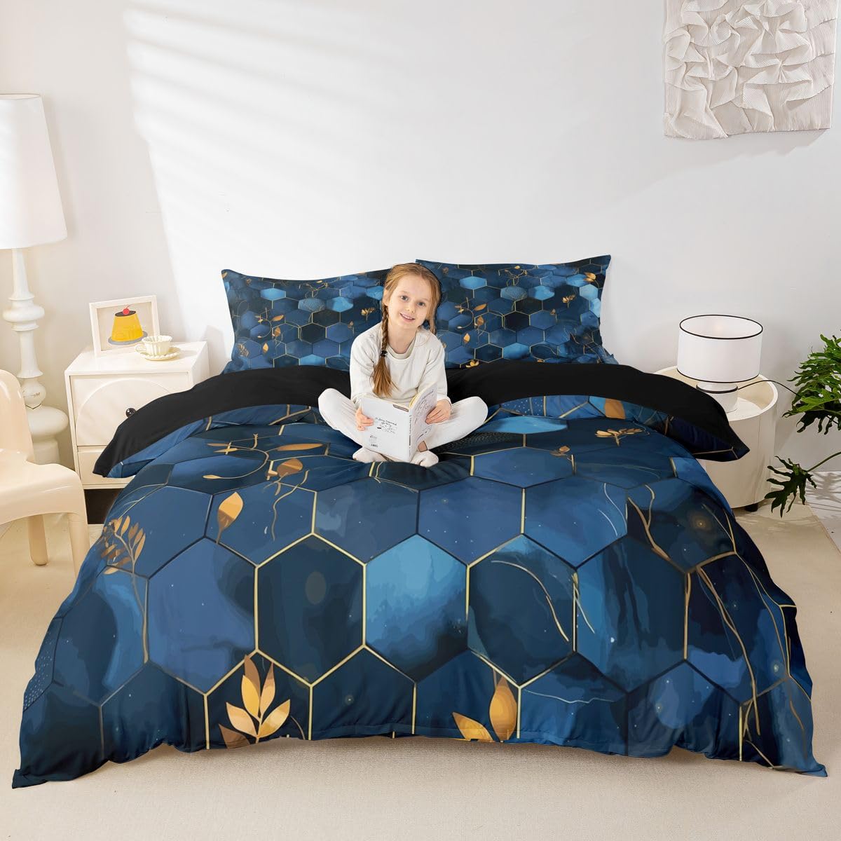 Housse de couette lit simple géométrique pour chambre moderne