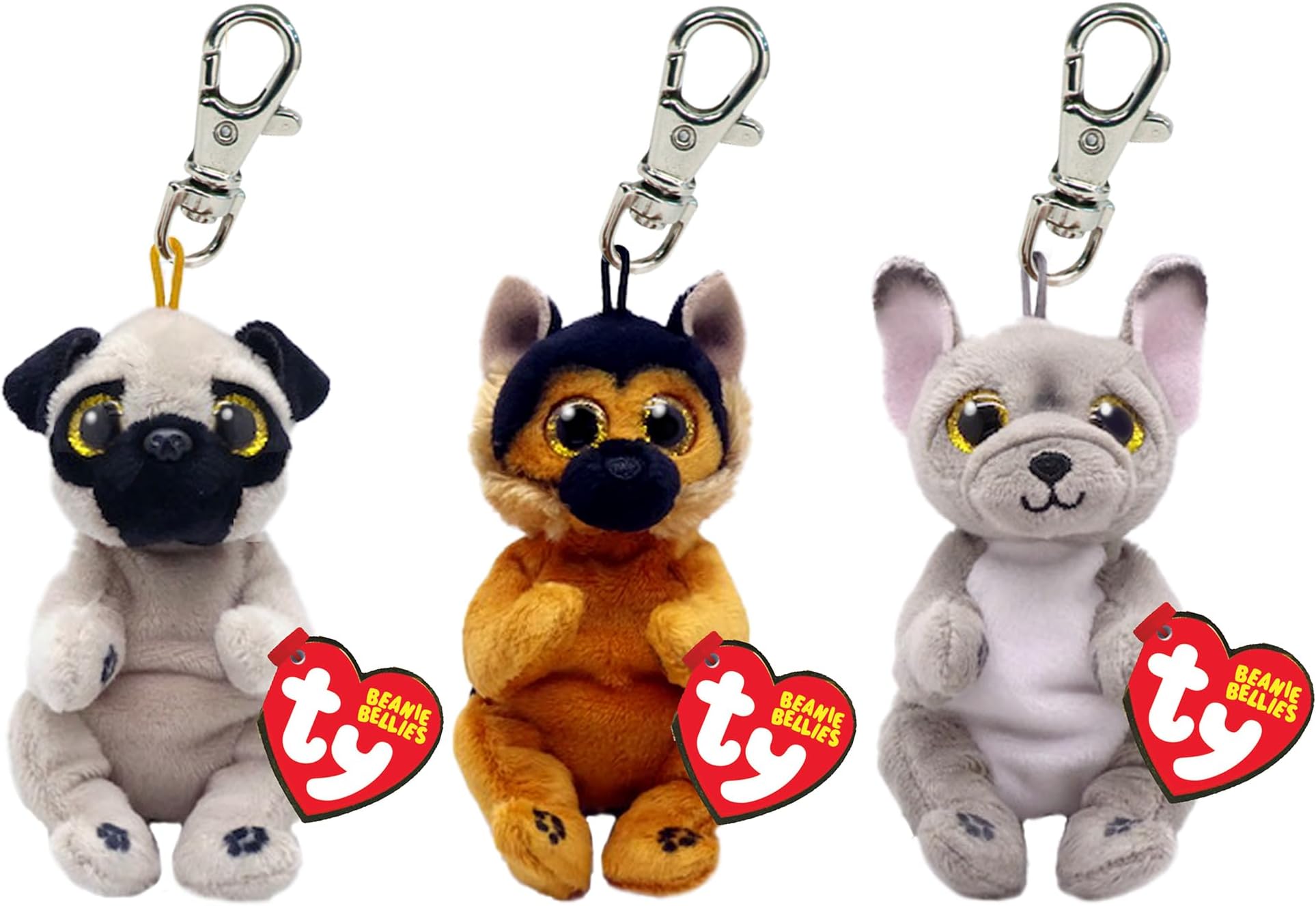 TY Beanie Bellies – Izzy, Ace, Wilfred – Stuffed Animal Key Clip 3-Piece Set – Soft Plush Keychain, Teddy Keyring, Soft Toy Key Clip –Collectible Stuffed Animal Keychain for Kids Backpack