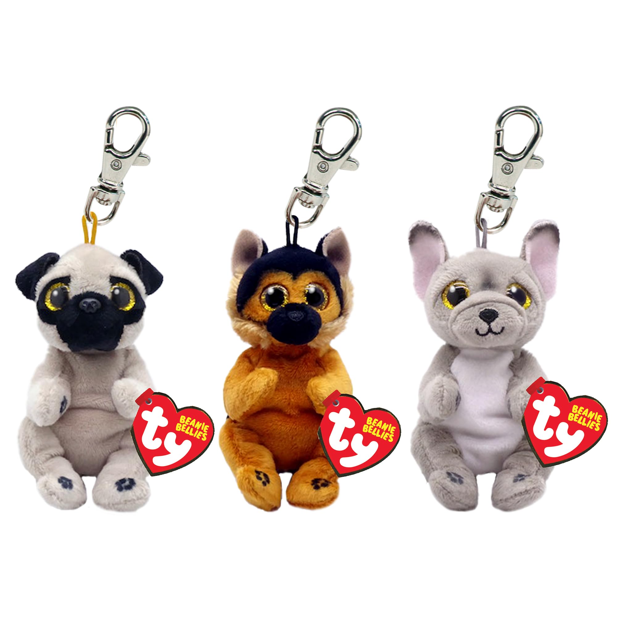 TY Beanie Bellies – Izzy, Ace, Wilfred – Stuffed Animal Key Clip 3-Piece Set – Soft Plush Keychain, Teddy Keyring, Soft Toy Key Clip –Collectible Stuffed Animal Keychain for Kids Backpack