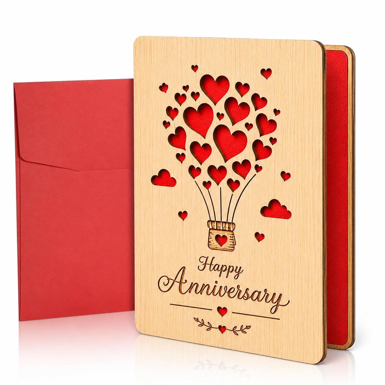 Wooden Wedding Anniversary Card, A Unique Happy Anniversary Card Set.