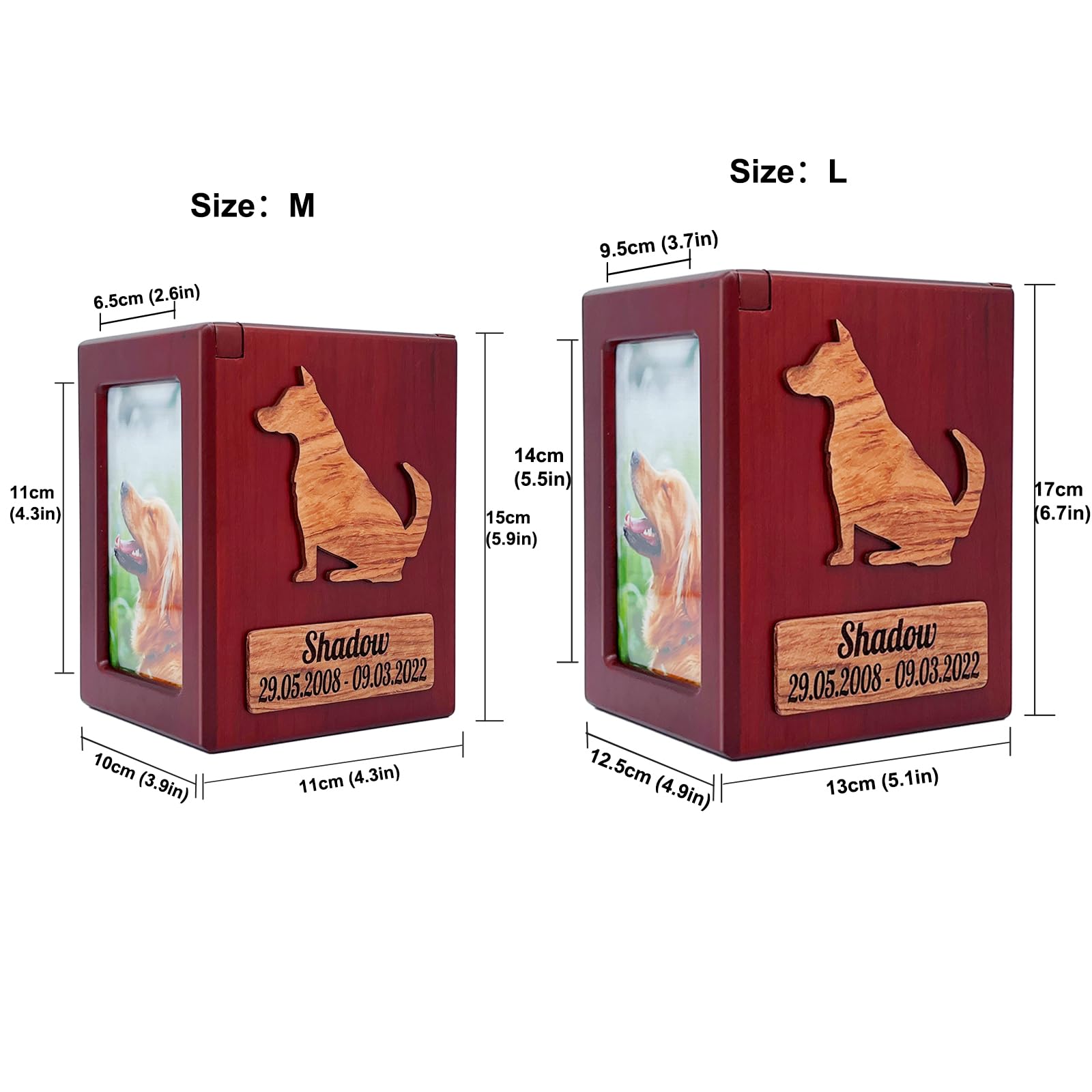 nome e data personalizzati, incidere il testo della benedizione, urna personalizzata, urna per animali domestici per cani e gatti, scatola di legno souvenir. (F)