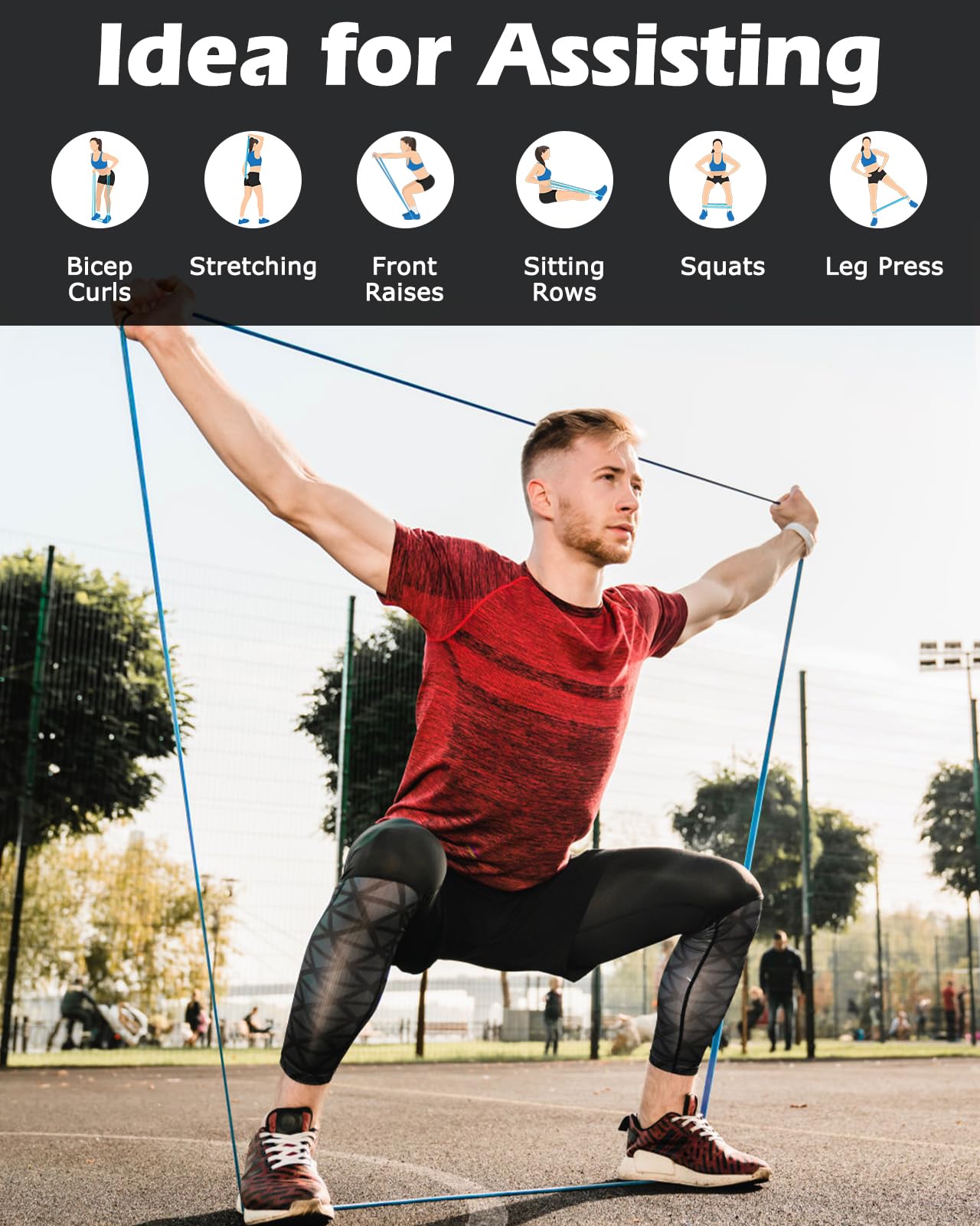 Bandes de Tension, Bandes de résistance, Bandes d'assistance à la Tension, Set de 15-35lbs : Amazon.fr: Sports et Loisirs