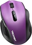 TECKNET Bluetooth Wireless Mouse(BT5.2/3.0 & 2.4G), Silent Click Computer Mouse, 5-Level Adjustable DPI, Ergonomic Portable Computer Mouse for Laptop, PC, Mac, Chromebook - Purple
