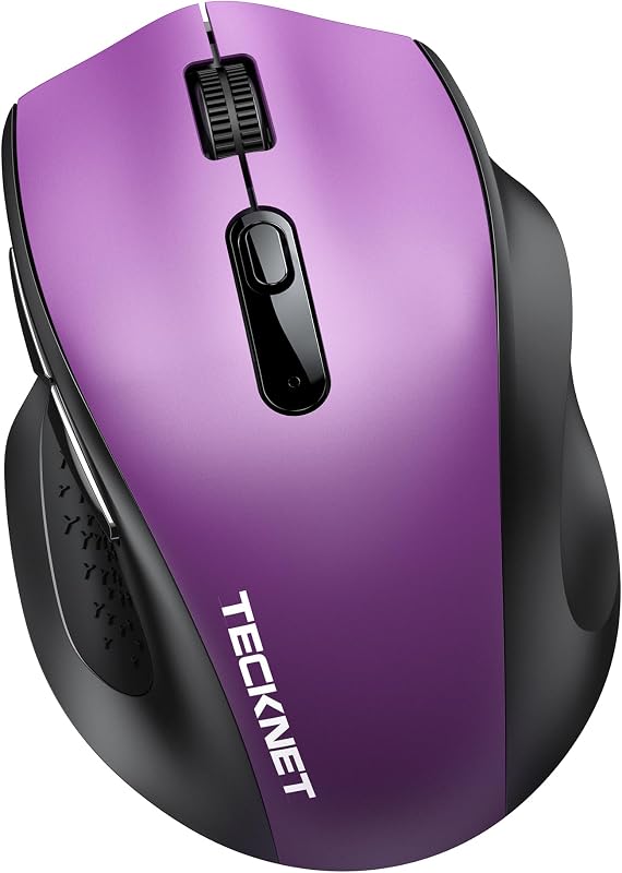 TECKNET Wireless Mouse for Laptop, Dual-Mode Bluetooth Wireless Mouse | (BT5.2/3.0 & 2.4G) Connection, Ergonomic Design, 5-Level DPI, Silent Click, Compatible with Laptop/PC/Windows/Chromebook