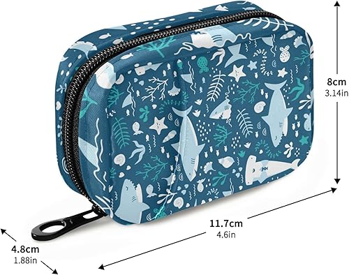 Miniatura 3 de Pastillero de tiburones de dibujos animados, portátil, semanal, diario, pastillero, organizador con cremallera para vitaminas, medicamentos,