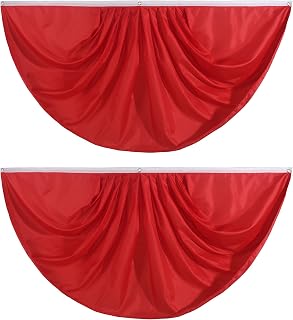 Red Pure Solid Colour Pleated Fan Flag Bunting 3 x 6 Ft Colour Pleated 2 Pcs Fan Flag Banner Indoor/Outdoor/Front Porch Decorations, Colour Half Fan Flag Patriotic Holiday Decorations, Celebrations