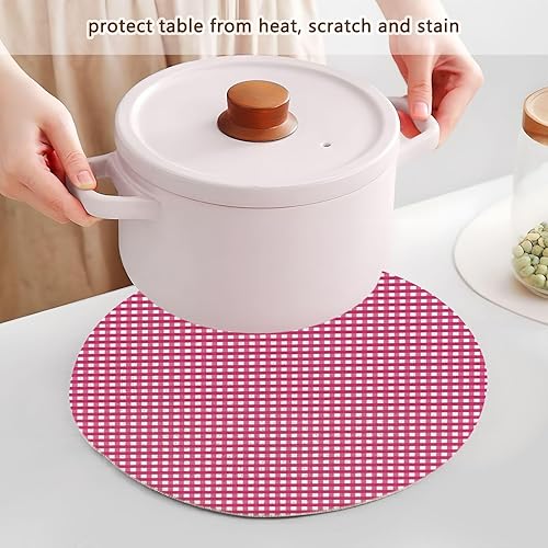 Miniatura 5 de Pot Holder Trivet Mats Pink Gingham Kitchen Trivet Mat for Hot Dishes 15in Cotton Thread Weave Absorb Water Hot Mats for Instant Pot Kitchen Pan