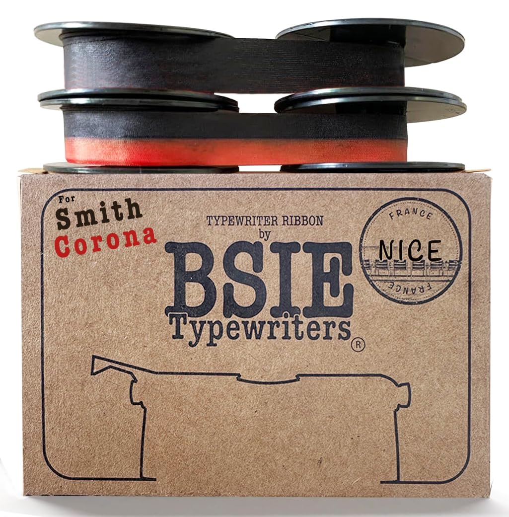 BSIE Typewriters – Smith Corona Typewriter Ribbon – Twin Pack – 1× Black + 1× Black and Red – Fits Silent Super, Sterling, Galaxie, Skyriter, Classic 12 – GR9 – Tested in Nice, France — image 1