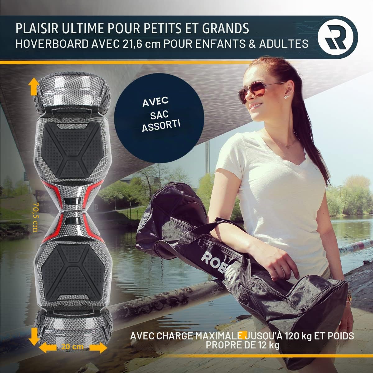 Robway X2 Hoverboard - L'original - Édition Offroad - Batterie de Marque - Équilibre Automatique - Haut-Parleur Bluetooth - Moteur de 700 Watts - App - LEDs