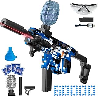 Electric Gel Ball Blaster, High Speed Automatic Splatter Ball Blaster with 60000+ and Goggles, Rechargeable Splatter Ball Toys for Outdoor Activities Shooting Game Party Favors-Blue