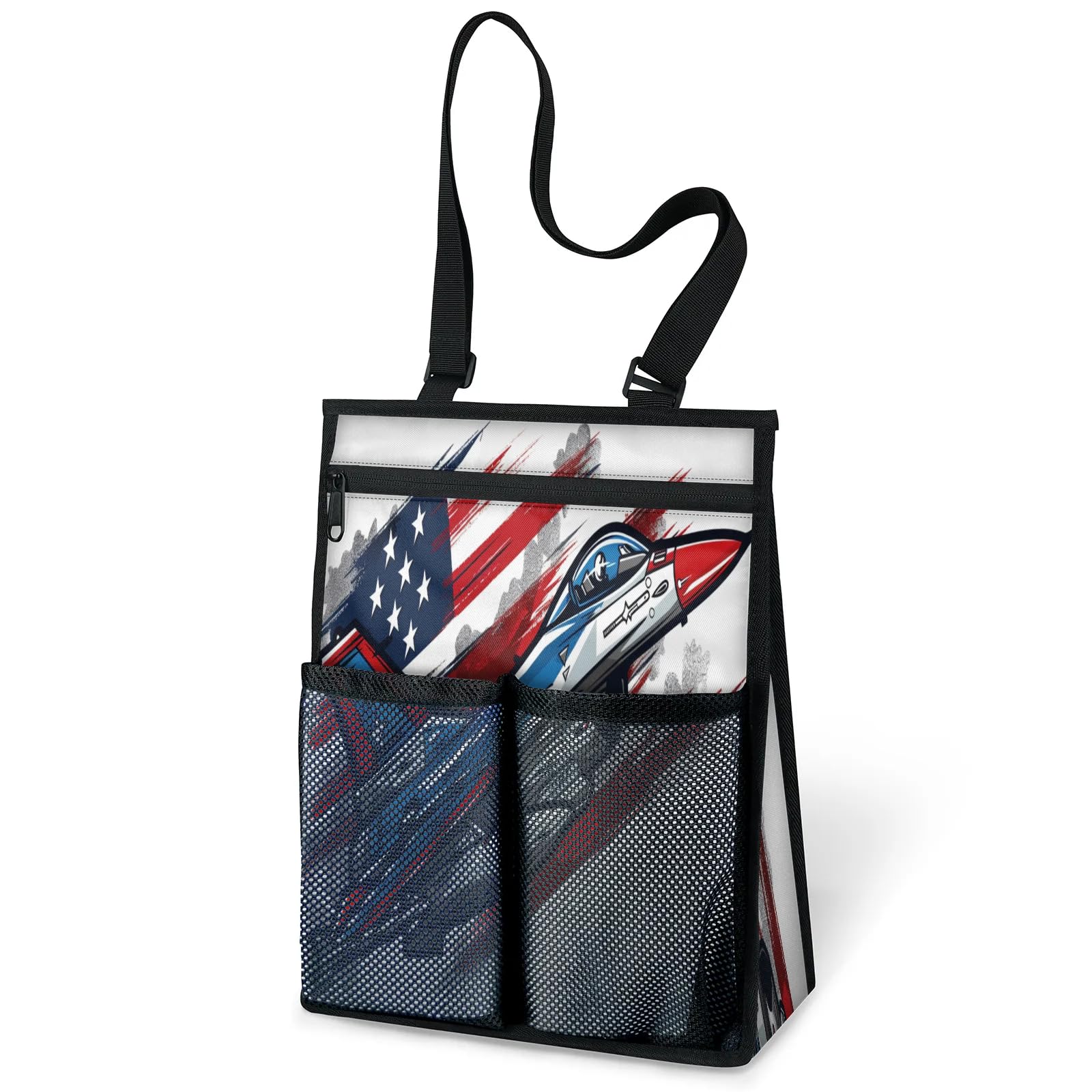 Ourtheme Fighter America Flag Portable Shower Bag for Travel Gym Camp Beach Tote Shower Caddy Bags Hanging Toiletry